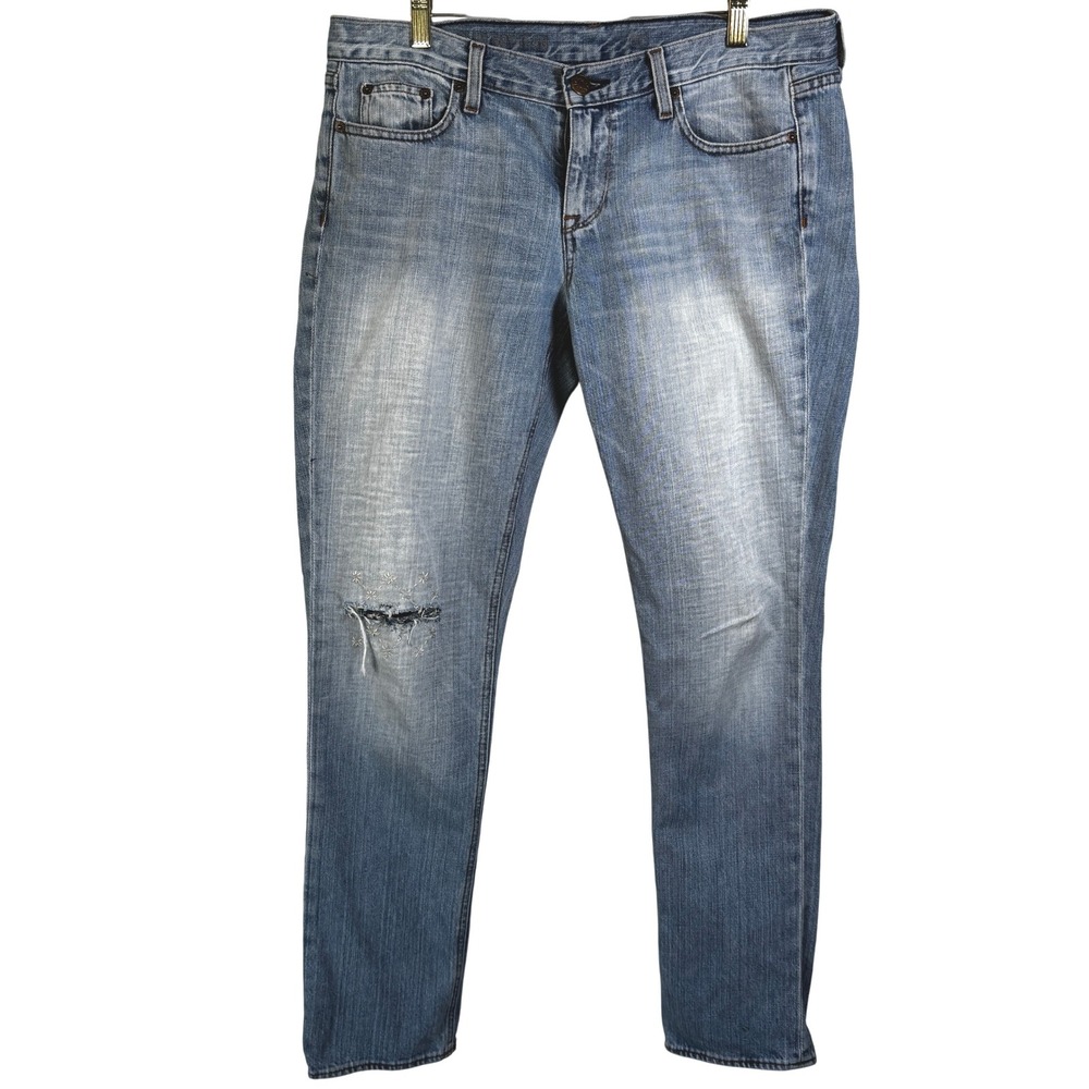 J Crew Women‎ Size 30 Slim Boy Jean Distressed Light Wash Embroidered Denim
